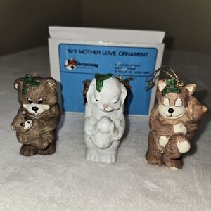 Set of 3 Mother Love Animal Ornaments